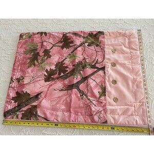 Pink Camo Pillow Sham Cover Wood Buttons HiEnd Accent 20x28x3 Standard